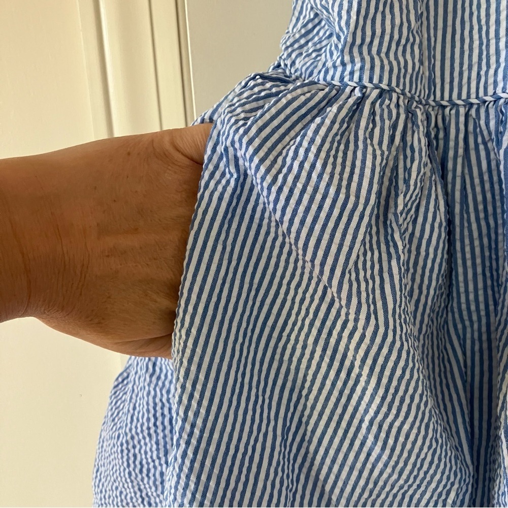 Polo Ralph Lauren Girls Seersucker Striped Ruffled Dress with Pockets (10) - Picture 4 of 10